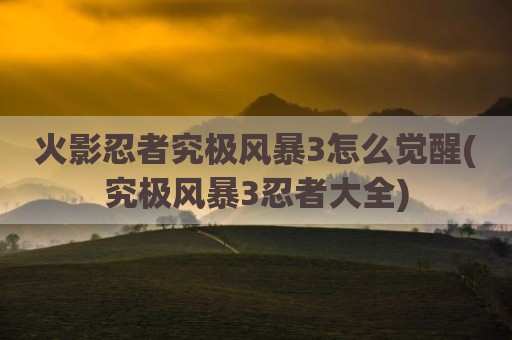 火影忍者究极风暴3怎么觉醒(究极风暴3忍者大全)