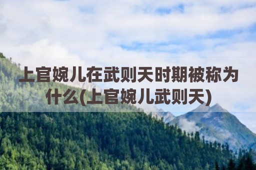 上官婉儿在武则天时期被称为什么(上官婉儿武则天)
