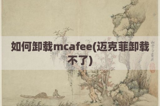 如何卸载mcafee(迈克菲卸载不了)