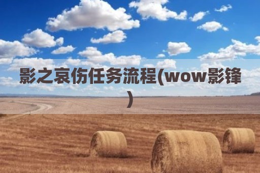 影之哀伤任务流程(wow影锋)