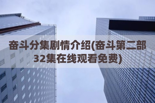 奋斗分集剧情介绍(奋斗第二部32集在线观看免费)