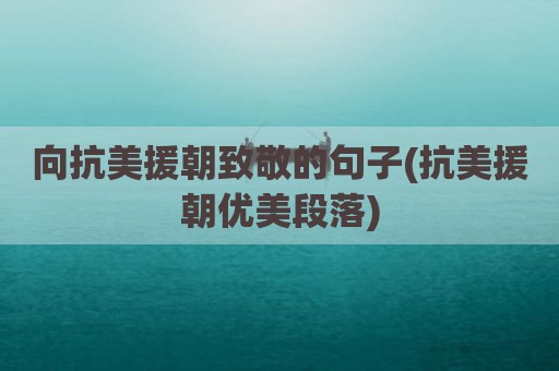 向抗美援朝致敬的句子(抗美援朝优美段落)