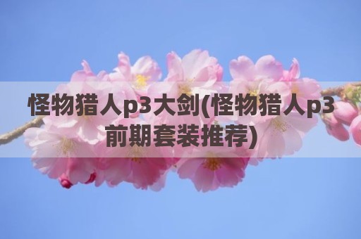 怪物猎人p3大剑(怪物猎人p3前期套装推荐)