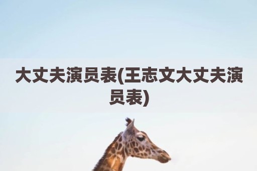 大丈夫演员表(王志文大丈夫演员表)
