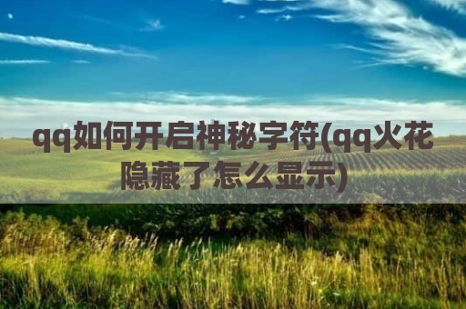 qq如何开启神秘字符(qq火花隐藏了怎么显示)