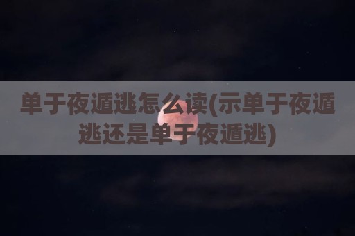 单于夜遁逃怎么读(示单于夜遁逃还是单于夜遁逃)