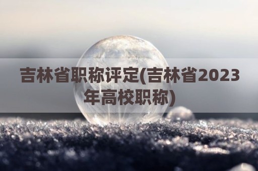 吉林省职称评定(吉林省2023年高校职称)