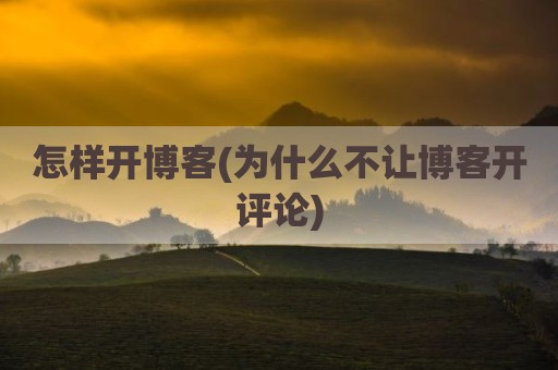 怎样开博客(为什么不让博客开评论)