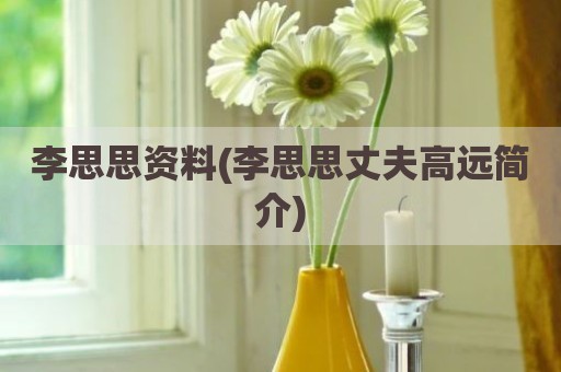 李思思资料(李思思丈夫高远简介)