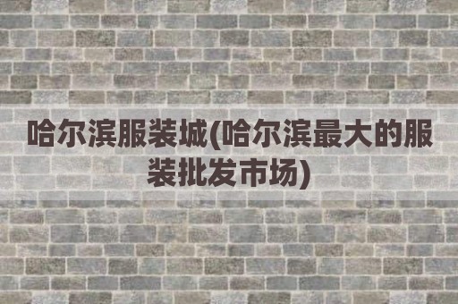 哈尔滨服装城(哈尔滨最大的服装批发市场)