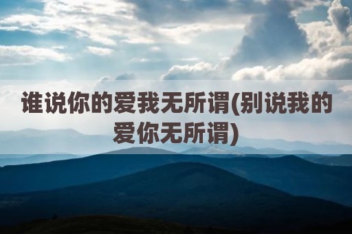 谁说你的爱我无所谓(别说我的爱你无所谓)
