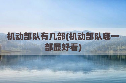 机动部队有几部(机动部队哪一部最好看)