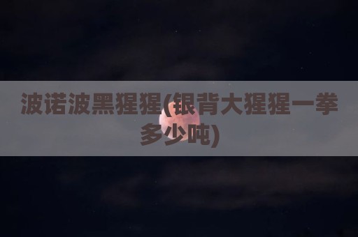 波诺波黑猩猩(银背大猩猩一拳多少吨)