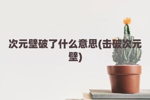 次元壁破了什么意思(击破次元壁)
