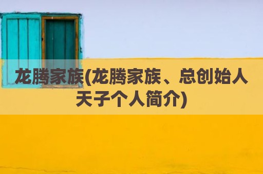 龙腾家族(龙腾家族、总创始人天子个人简介)