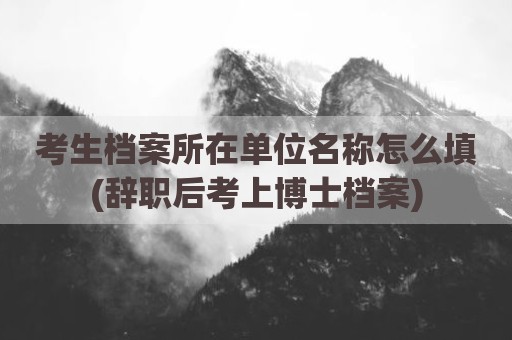 考生档案所在单位名称怎么填(辞职后考上博士档案)