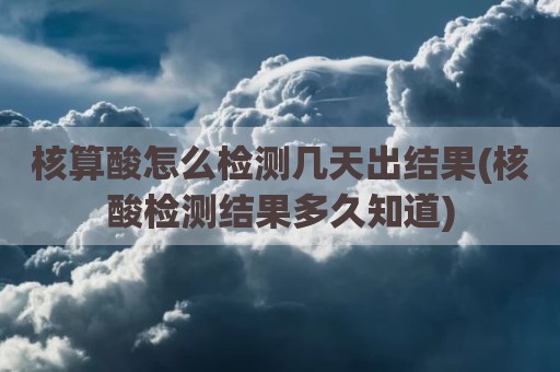 核算酸怎么检测几天出结果(核酸检测结果多久知道)