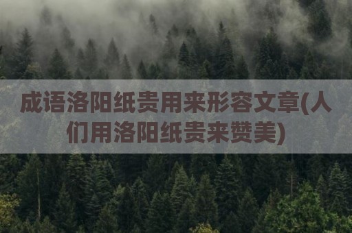 成语洛阳纸贵用来形容文章(人们用洛阳纸贵来赞美)
