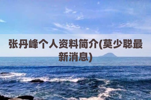 张丹峰个人资料简介(莫少聪最新消息)