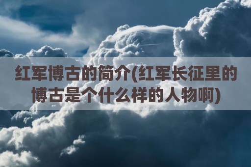 红军博古的简介(红军长征里的博古是个什么样的人物啊)