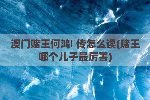 澳门赌王何鸿燊传怎么读(赌王哪个儿子最厉害)