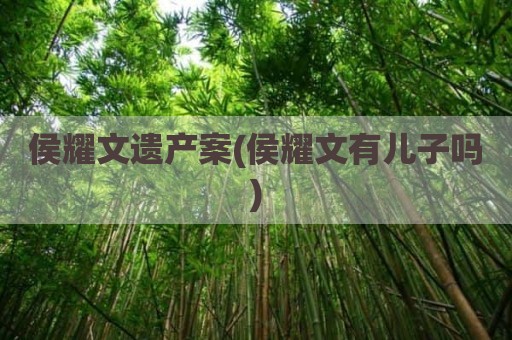 侯耀文遗产案(侯耀文有儿子吗)