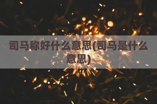司马称好什么意思(司马是什么意思)