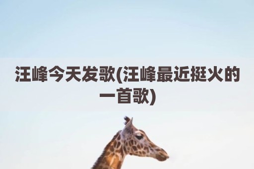 汪峰今天发歌(汪峰最近挺火的一首歌)