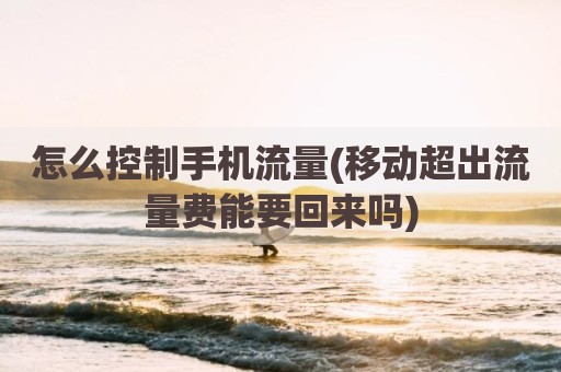 怎么控制手机流量(移动超出流量费能要回来吗)