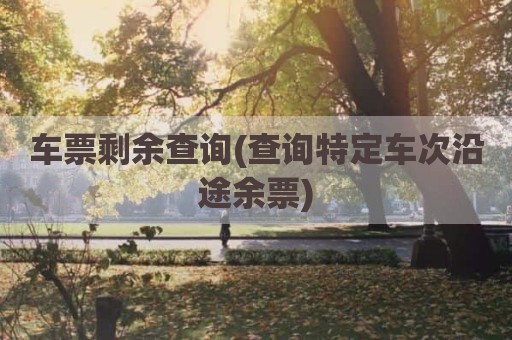 车票剩余查询(查询特定车次沿途余票)