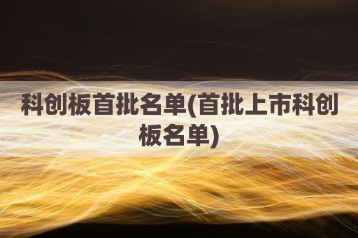科创板首批名单(首批上市科创板名单)