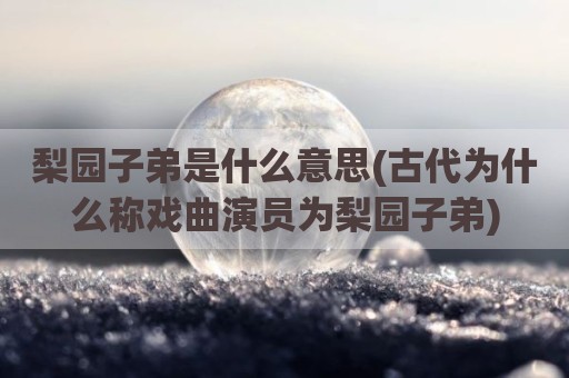 梨园子弟是什么意思(古代为什么称戏曲演员为梨园子弟)