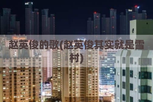 赵英俊的歌(赵英俊其实就是雪村)