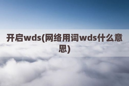 开启wds(网络用词wds什么意思)