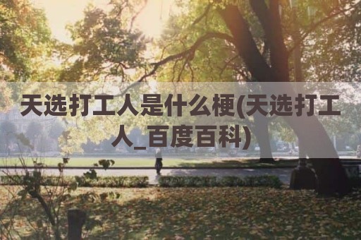 天选打工人是什么梗(天选打工人_百度百科)