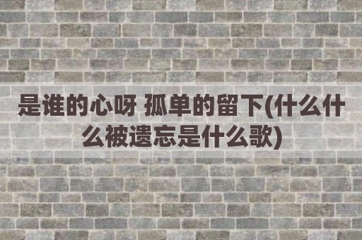 是谁的心呀 孤单的留下(什么什么被遗忘是什么歌)