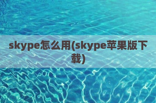 skype怎么用(skype苹果版下载)
