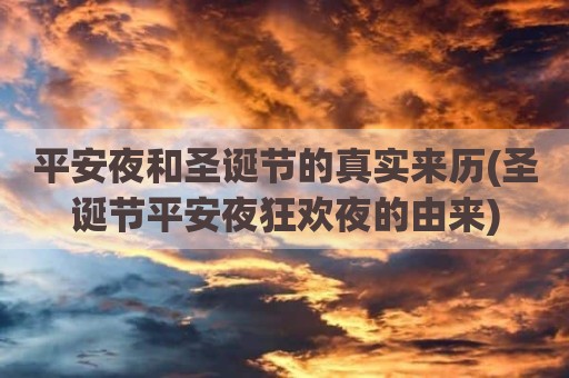 平安夜和圣诞节的真实来历(圣诞节平安夜狂欢夜的由来)