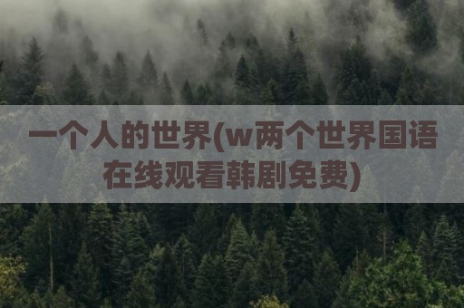 一个人的世界(w两个世界国语在线观看韩剧免费)
