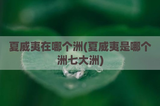 夏威夷在哪个洲(夏威夷是哪个洲七大洲)