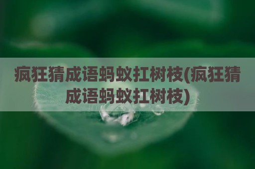 疯狂猜成语蚂蚁扛树枝(疯狂猜成语蚂蚁扛树枝)
