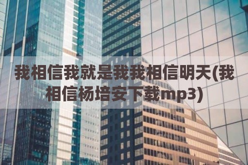我相信我就是我我相信明天(我相信杨培安下载mp3)