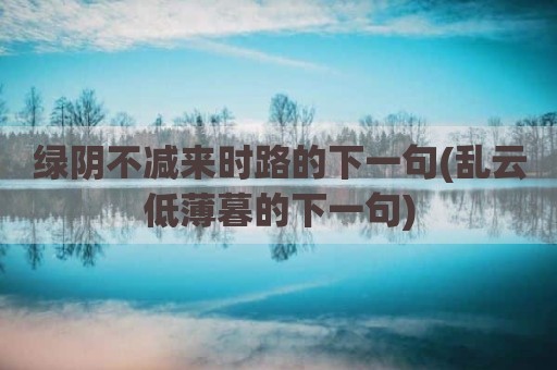 绿阴不减来时路的下一句(乱云低薄暮的下一句)