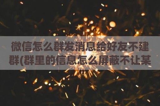 微信怎么群发消息给好友不建群(群里的信息怎么屏蔽不让某人看消息)