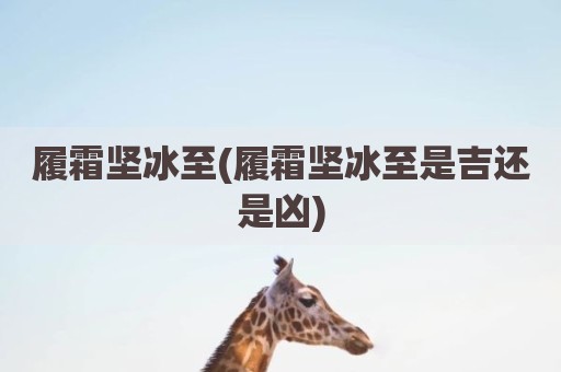 履霜坚冰至(履霜坚冰至是吉还是凶)