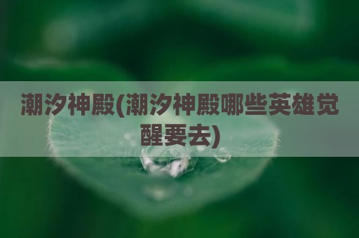 潮汐神殿(潮汐神殿哪些英雄觉醒要去)