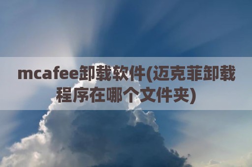 mcafee卸载软件(迈克菲卸载程序在哪个文件夹)