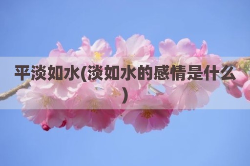 平淡如水(淡如水的感情是什么)