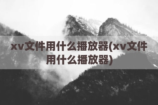 xv文件用什么播放器(xv文件用什么播放器)