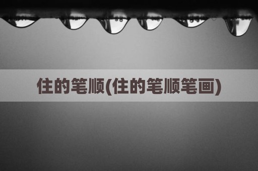 住的笔顺(住的笔顺笔画)